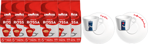 Bohnen-Probierpaket: 6 x 500g Bohnen + Tassen-Set Amore