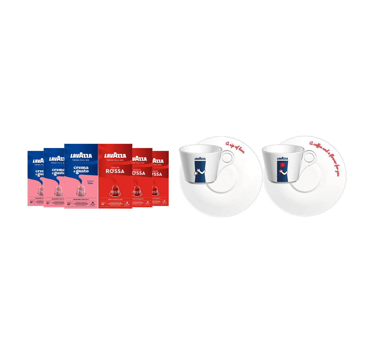 6x10 Kapseln + Tassen-Set Amore