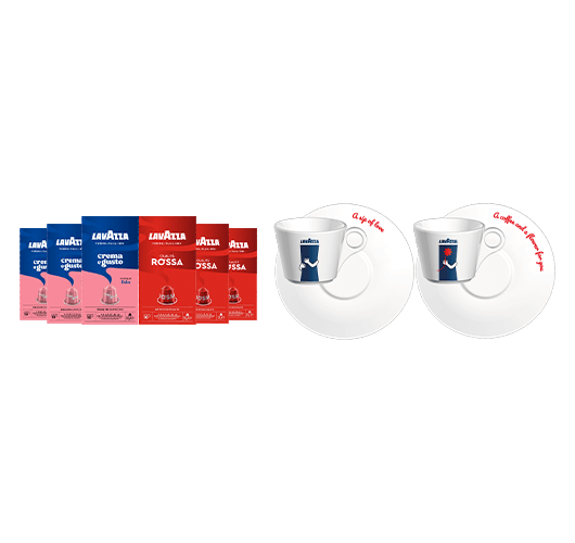 6x10 Kapseln + Tassen-Set Amore